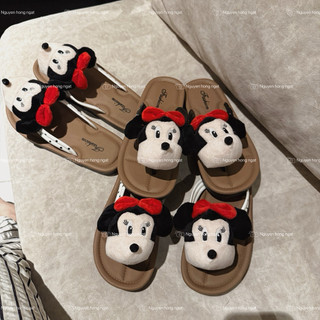 Dép tông xỏ ngón bản đế nâu quai bi NGATODER gắn micky siêu to , đế cao su êm mềm có chống trơn trượt