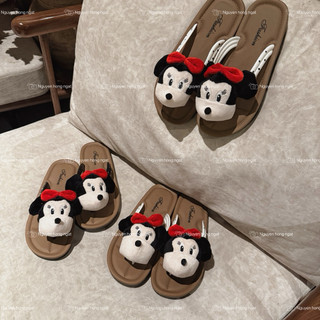 Dép tông xỏ ngón bản đế nâu quai bi NGATODER gắn micky siêu to , đế cao su êm mềm có chống trơn trượt