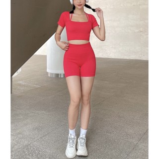 Quần đùi thể thao nữ, vải có gân co giãn, size S,M,L, chất liệu dệt kim từ 90% Nylon + 10% Spandex SH-TRINITY