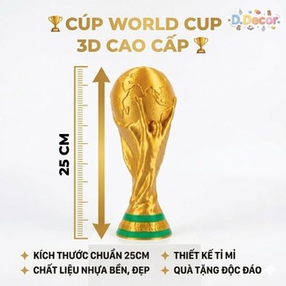 Cúp Bóng Đá Nhựa Màu Vàng Gold Cao 25cm – Cúp Quả Bóng Vàng Trao Giải, Trang Trí Sự Kiện Siêu Đẹp
