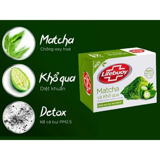 Xà bông matcha khổ qua Lifebuoy cục 90g