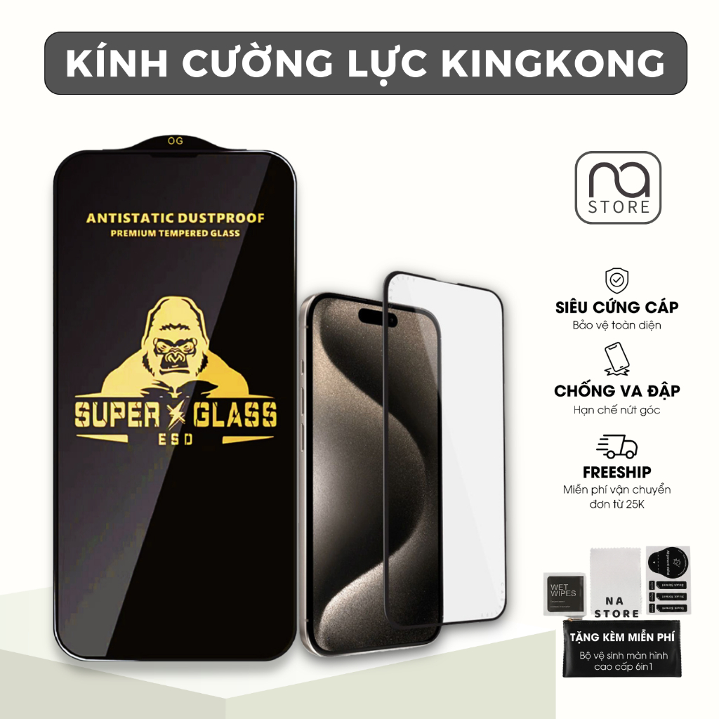 Kính cường lực Samsung A16, A26, A36, A56 Kingkong full màn |Miếng dàn màn hình cho ss