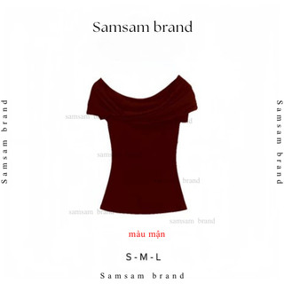 Áo thun lệch vai nữ tay ngắn thiết kế xếp li chéo cổ áo chất cotton SAMSAM BRAND A083