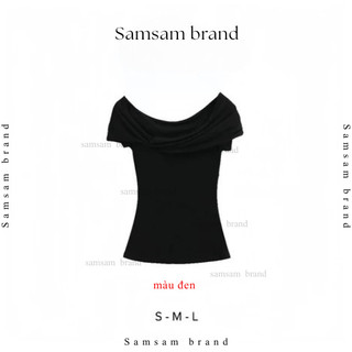 Áo thun lệch vai nữ tay ngắn thiết kế xếp li chéo cổ áo chất cotton SAMSAM BRAND A083