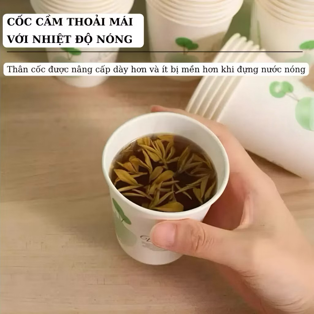 [ HOẢ TỐC ] COMBO 50-100 cốc giấy dùng 1 lần, Ly giấy chịu nhiệt tốt, an toàn, dày đẹp tiện dụng dung tích 235ml