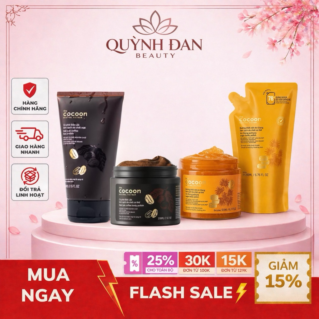 Tẩy da chết mặt, cơ thể cà phê Đắk Lắk Cocoon cho làn da mềm mại & rạng rỡ 150ml, 200ml