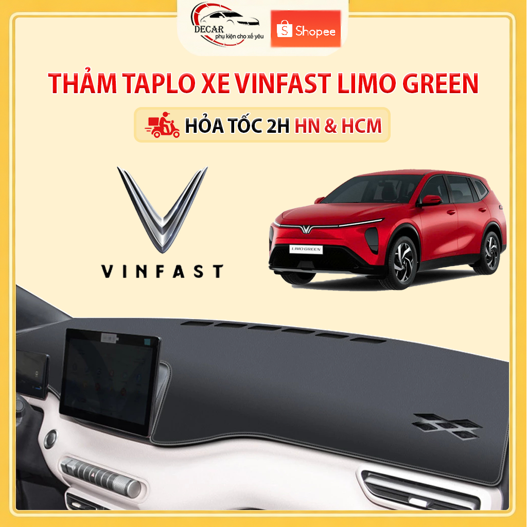 Thảm Taplo Ô Tô Da Cacbon, Nhung Lông Cừu Cao Cấp Xe Vinfast Limo Green Chống Nắng, Chống Trượt, Giảm Nhiệt Bảo Vệ Taplo