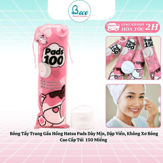 [Combo 5 Gói] Bông Tẩy Trang Hatsu 150M Tròn chất liệu Cotton pads mềm dai, tiết kiệm