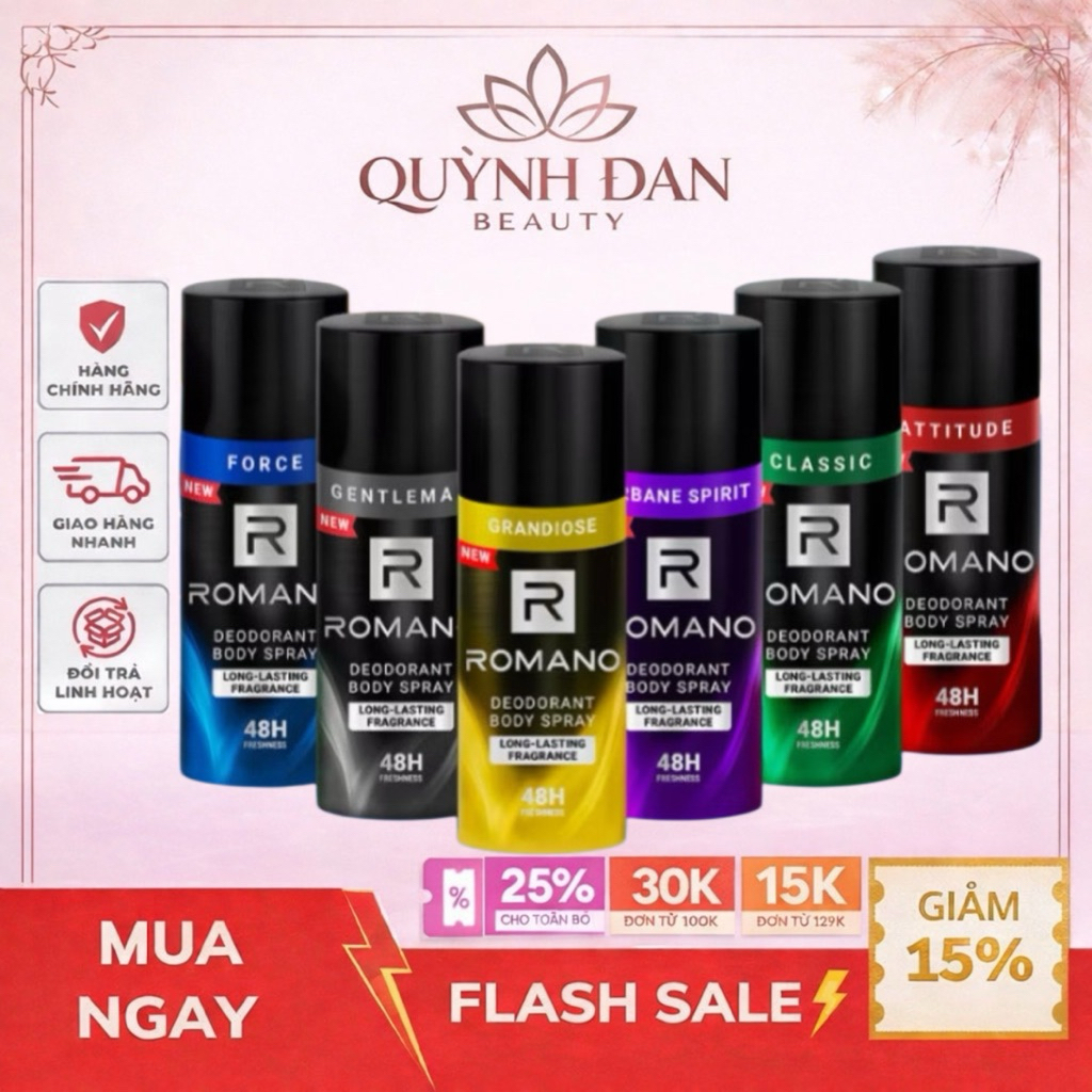 Xịt khử mùi toàn thân ngăn mồ hôi và mùi cơ thể Romano 150ml