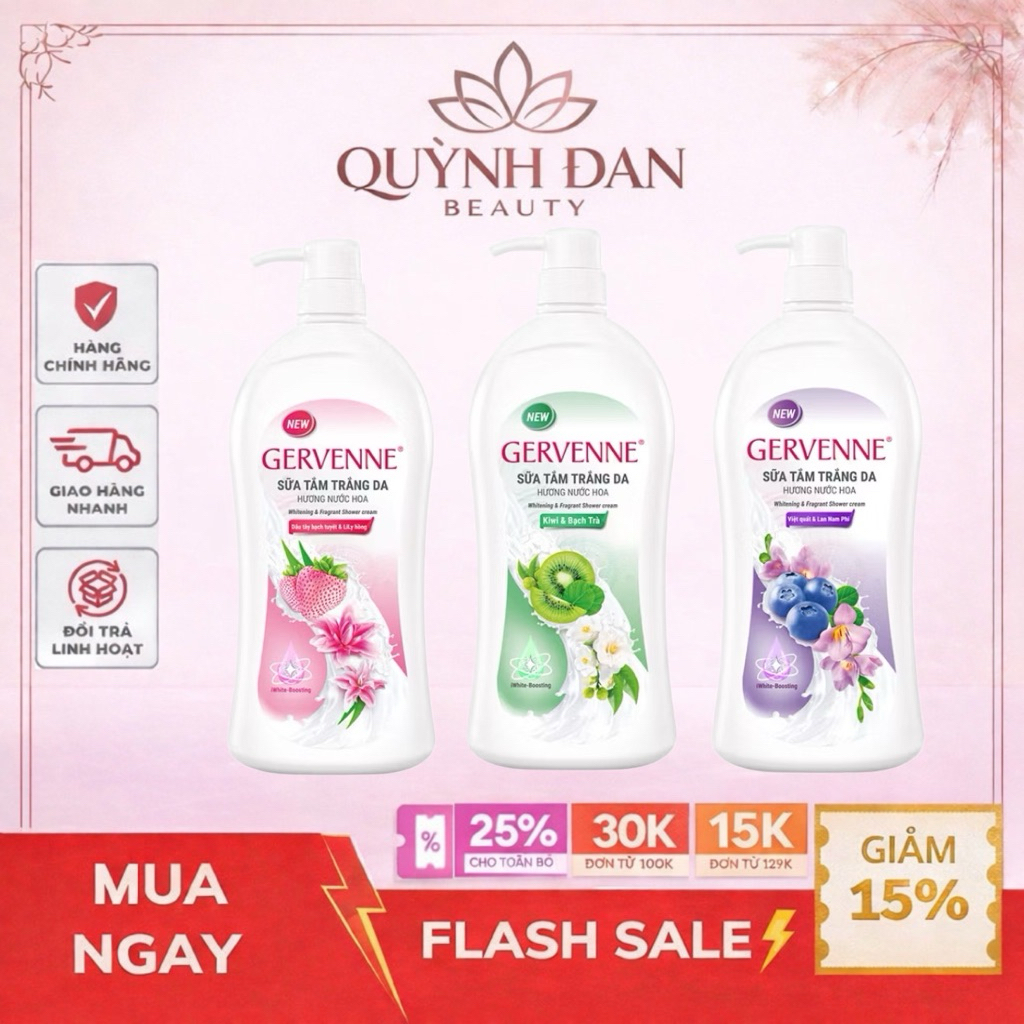 Sữa Tắm Trắng Da Hương Nước Hoa Gervenne 900G