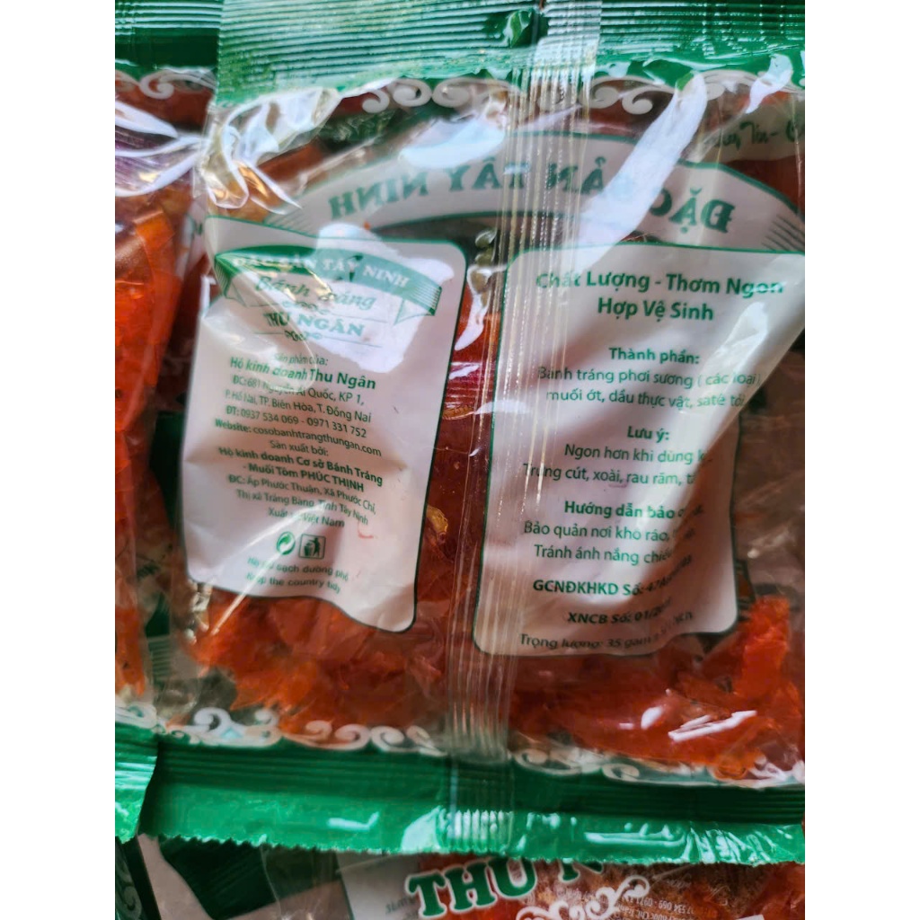 1 Xâu 15 Bịch 35gr Bánh Tráng Sa tế tỏi muối Thu Ngân thơm ngon - Đặc sản Tây Ninh.