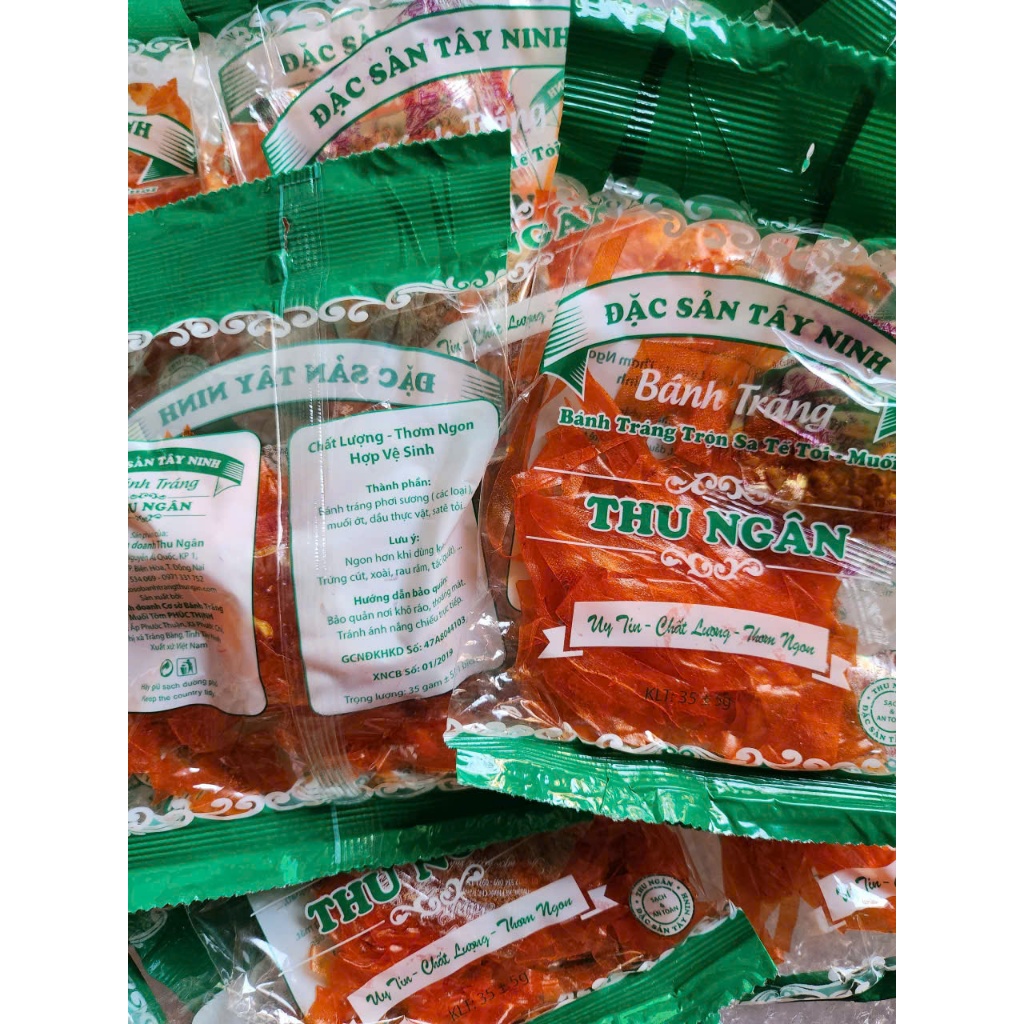 1 Xâu 15 Bịch 35gr Bánh Tráng Sa tế tỏi muối Thu Ngân thơm ngon - Đặc sản Tây Ninh.