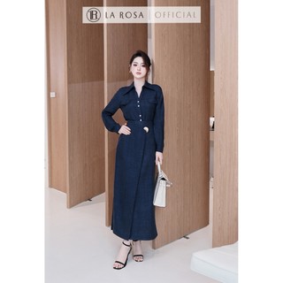 Set Váy Công Sở Cao Cấp La Rosa Áo Sơ Mi Phối Chân Váy Bút Chì Đính Khuy Vàng Nổi Bật S1073