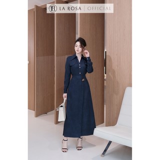 Set Váy Công Sở Cao Cấp La Rosa Áo Sơ Mi Phối Chân Váy Bút Chì Đính Khuy Vàng Nổi Bật S1073