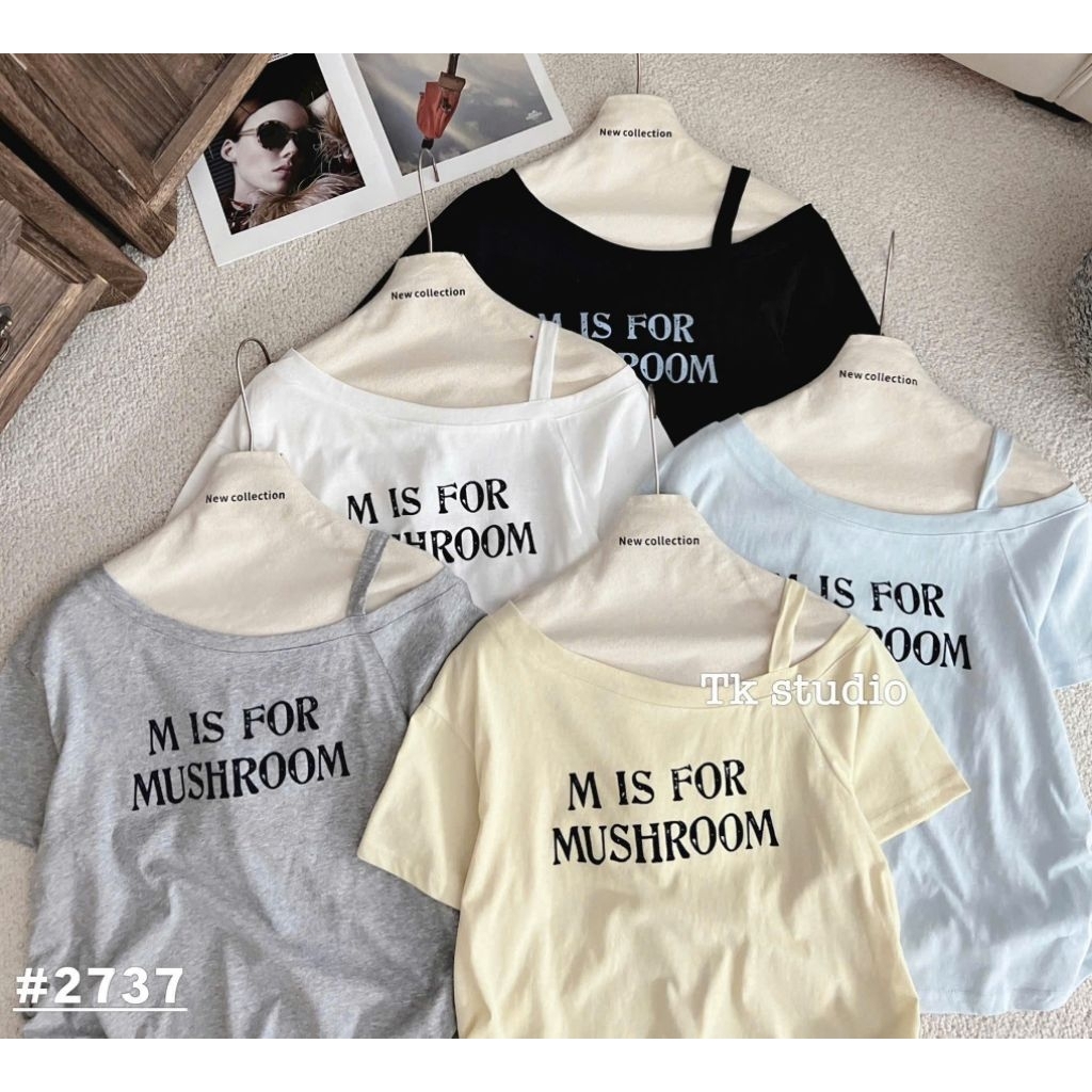 [𝑯𝒂 𝑨𝒏𝒉] Áo Cộc Phông Trễ Vai Giấy Chữ Mis For QCL1