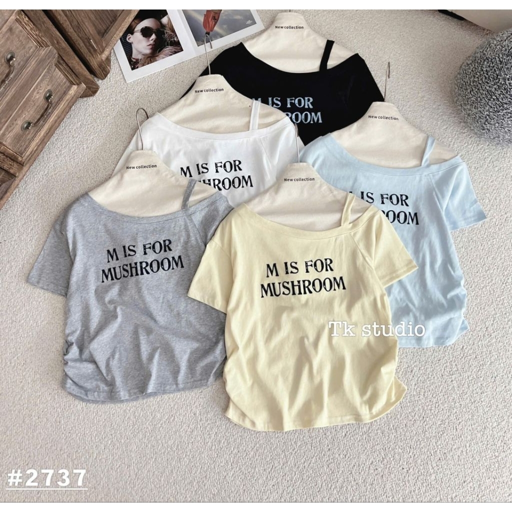 [𝑯𝒂 𝑨𝒏𝒉] Áo Cộc Phông Trễ Vai Giấy Chữ Mis For QCL1