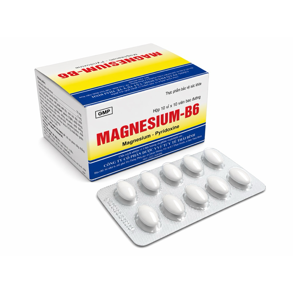 Viên uống Magnesium B6 Thái Bình-Bổ sung Magie và Vitamin B6 giúp giảm căng thẳng, đau thần kinh cơ (Hộp 100 viên)