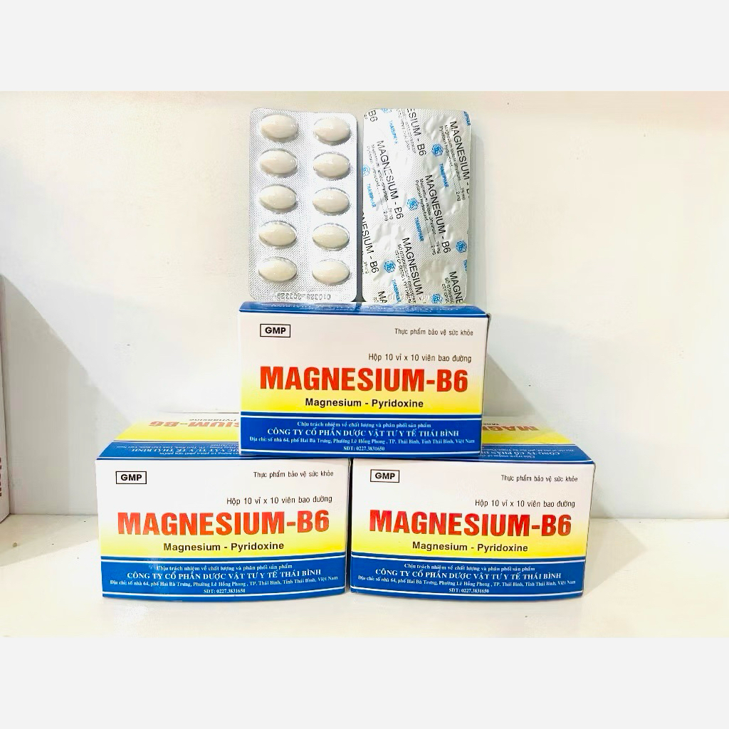 Viên uống Magnesium B6 Thái Bình-Bổ sung Magie và Vitamin B6 giúp giảm căng thẳng, đau thần kinh cơ (Hộp 100 viên)