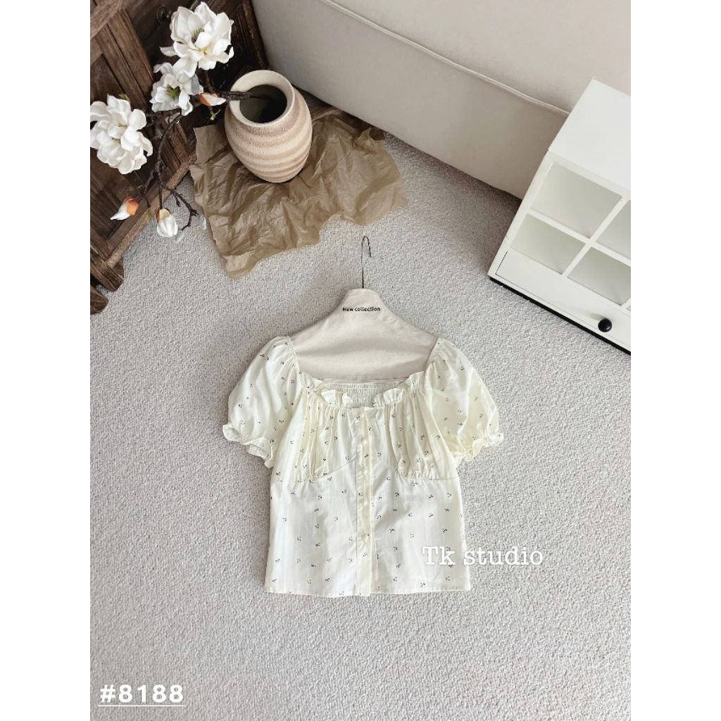 [𝑯𝒂 𝑨𝒏𝒉] Áo Sơ Mi Cộc Hoa Trễ Vai QCL1