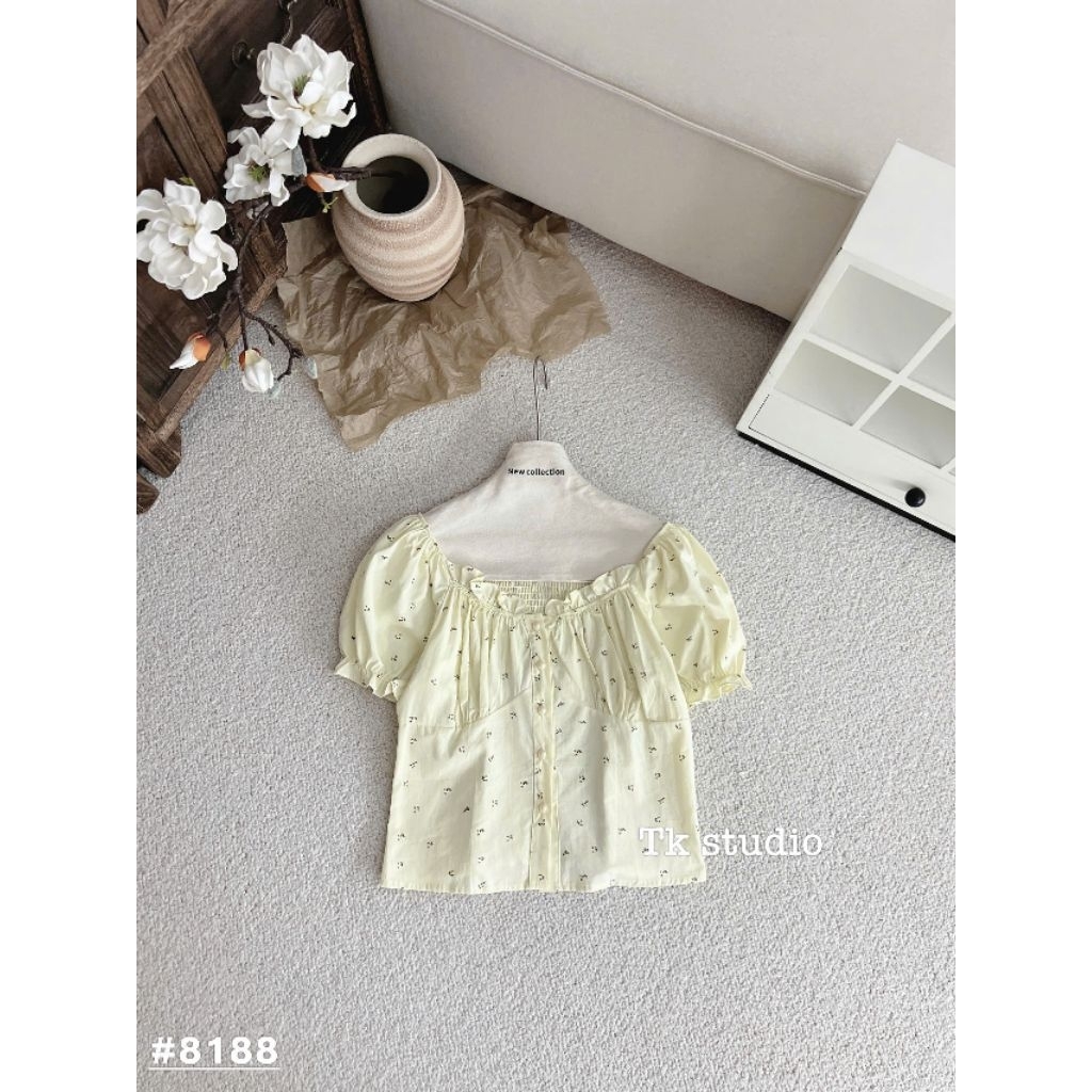 [𝑯𝒂 𝑨𝒏𝒉] Áo Sơ Mi Cộc Hoa Trễ Vai QCL1