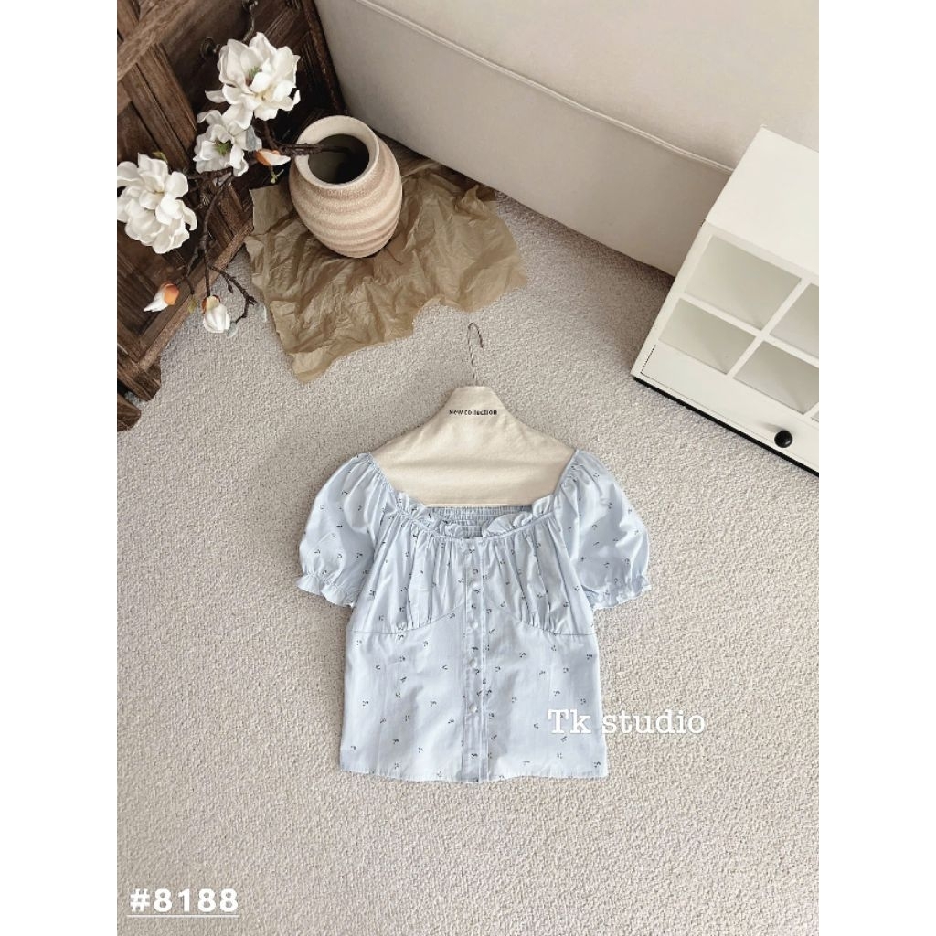 [𝑯𝒂 𝑨𝒏𝒉] Áo Sơ Mi Cộc Hoa Trễ Vai QCL1