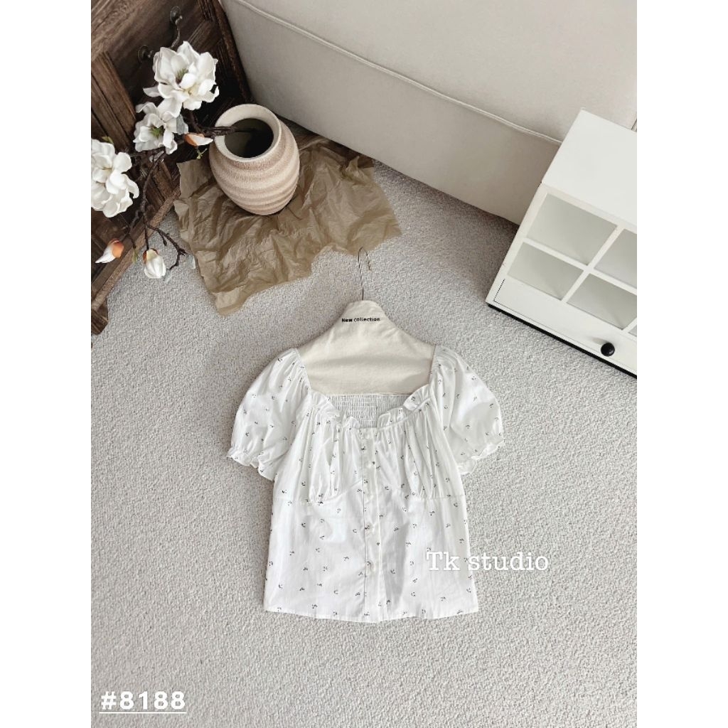 [𝑯𝒂 𝑨𝒏𝒉] Áo Sơ Mi Cộc Hoa Trễ Vai QCL1
