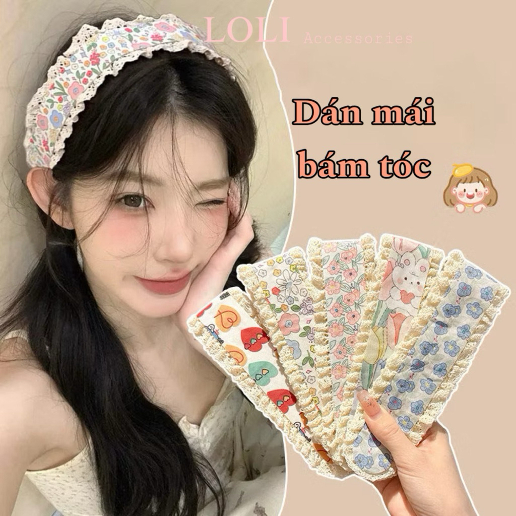 Băng Đô Dán Tóc Bám Chắc Làm Gọn Tóc Con Tiện Lợi Nhiều Màu Dễ Thương