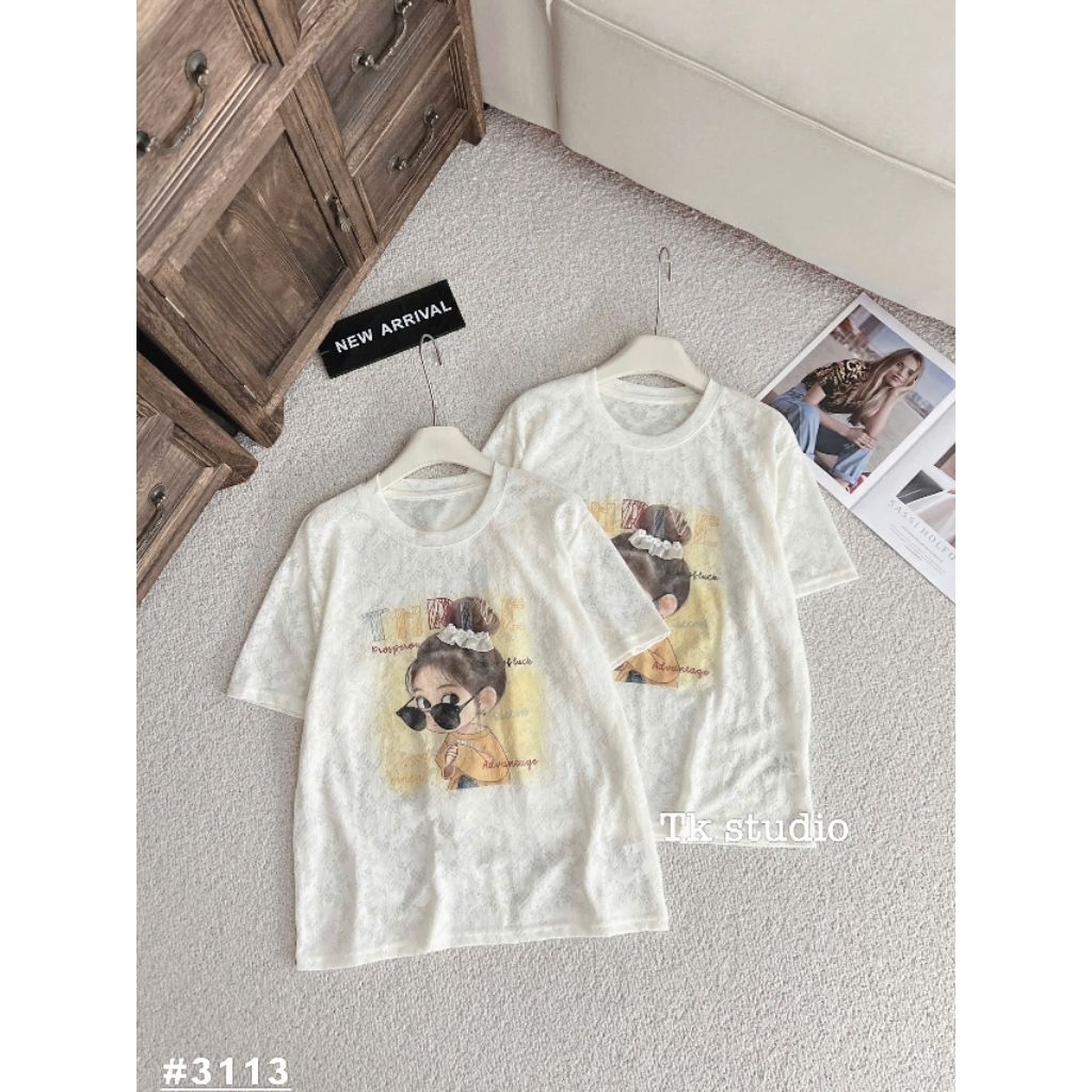 [𝑯𝒂 𝑨𝒏𝒉] Áo Cộc Phông Thụng Ren Cô Gái QCL1