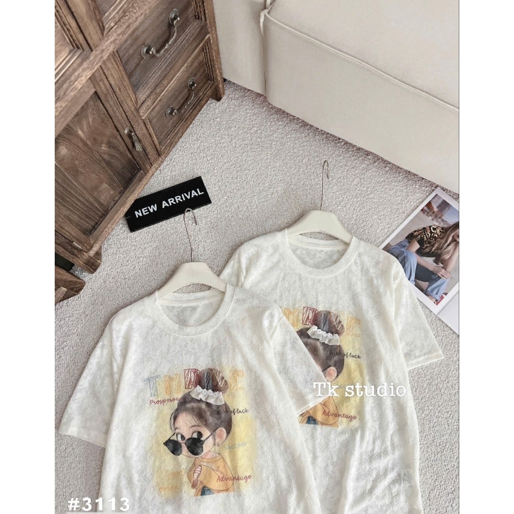 [𝑯𝒂 𝑨𝒏𝒉] Áo Cộc Phông Thụng Ren Cô Gái QCL1