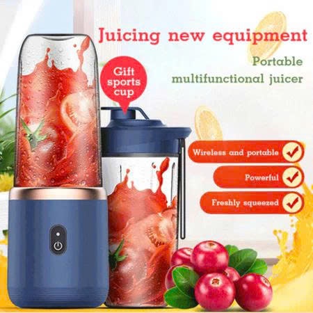MÁY XAY SINH TỐ CẦM TAY 300ML 6 LƯỠI 2 CỐI, Sử Dụng Pin Sạc Cổng USB Tiện Lợi Mọi Nơi