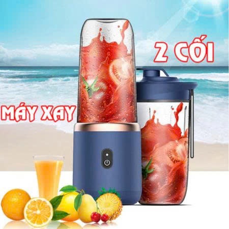 MÁY XAY SINH TỐ CẦM TAY 300ML 6 LƯỠI 2 CỐI, Sử Dụng Pin Sạc Cổng USB Tiện Lợi Mọi Nơi
