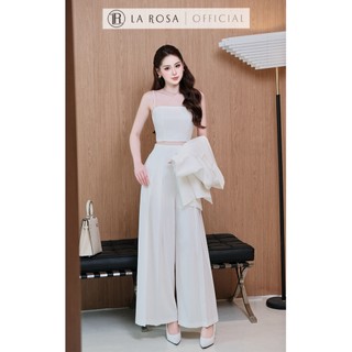 Set Blazer Công Sở Cao cấp La Rosa Áo Blazer Tay Ngắn Kèm Áo Quây Phối Quần Suông Ống Rộng Sang Chảnh T390-SX