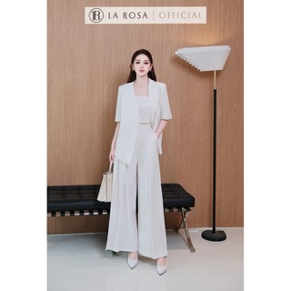 Set Blazer Công Sở Cao cấp La Rosa Áo Blazer Tay Ngắn Kèm Áo Quây Phối Quần Suông Ống Rộng Sang Chảnh T390-SX
