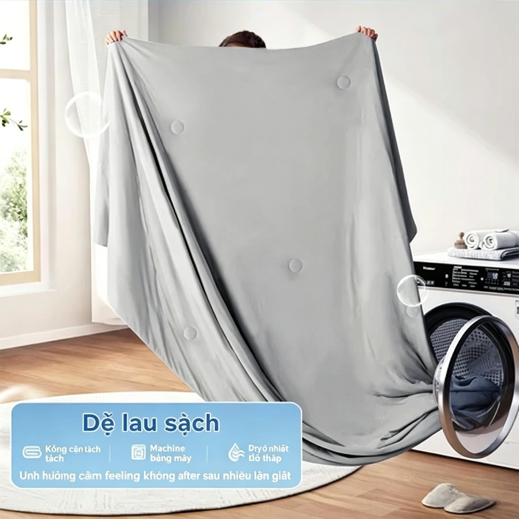 Chăn lạnh cooling vải lụa mùa hè,mát tức thì,thoáng khí thấm mồ hôi,chống cuộn,Kích thước 180×200cm