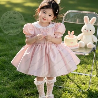 [ Tặng cài nơ ] Váy công chúa hồng nhạt ngọt ngào bé gái - Tặng Cài tóc dễ thương cho bé