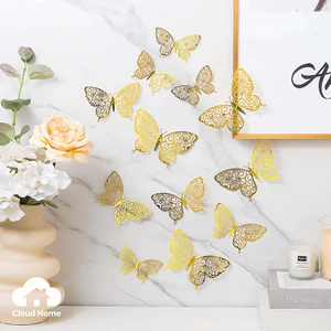 🌤️COD🌤️Set 12 miếng dán hình bướm 3D trang trí tường, cửa sổ, sinh nhật, bánh kem, DIY