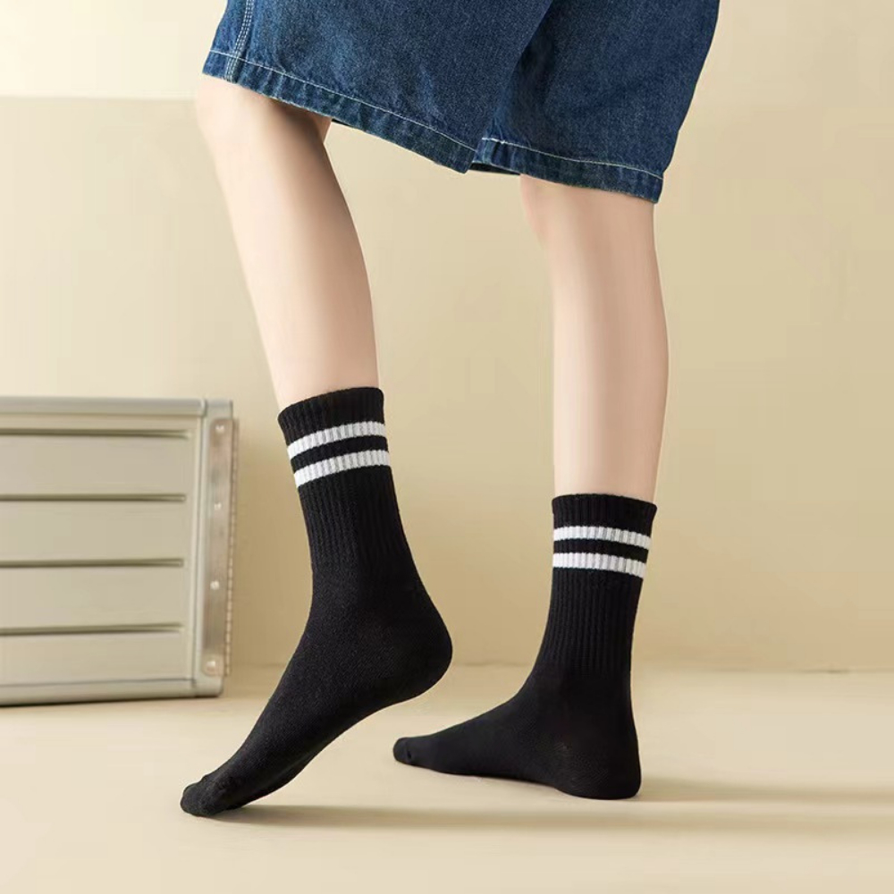 Tất nữ cổ cao vừa kẻ sọc phong cách hàn quốc, Vớ nữ chất cotton mịn, co dãn ôm chân ZANABRA T588