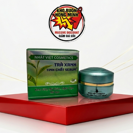 Kem Dưỡng Trà Xanh Nhật Việt [Xanh-Bạc] - Tinh Chất Serum, Da Sáng Mịn & Thông Thoáng