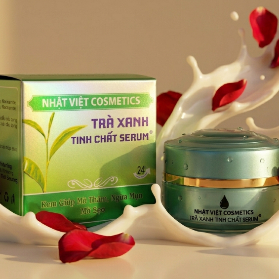 Kem Dưỡng Trà Xanh Nhật Việt [Xanh-Bạc] - Tinh Chất Serum, Da Sáng Mịn & Thông Thoáng