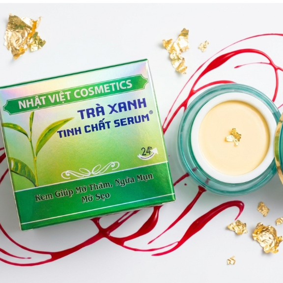 Kem Dưỡng Trà Xanh Nhật Việt [Xanh-Bạc] - Tinh Chất Serum, Da Sáng Mịn & Thông Thoáng