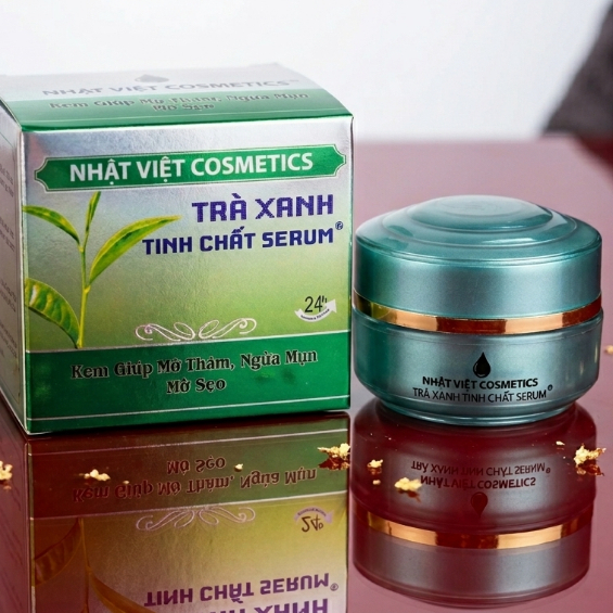 Kem Dưỡng Trà Xanh Nhật Việt [Xanh-Bạc] - Tinh Chất Serum, Da Sáng Mịn & Thông Thoáng