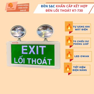 {CÓ KIỂM ĐỊNH-KENTOM}Đèn Sự Cố Khẩn Cấp Kết Hợp EXIT Thoát Hiểm KENTOM/VN KT-730 –Mất Điện Tự Sáng