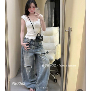 QCL1 80065 Áo cotton phối thô thêu tay chờm nơ ngực siêu hot siêu xinh(Freesize)