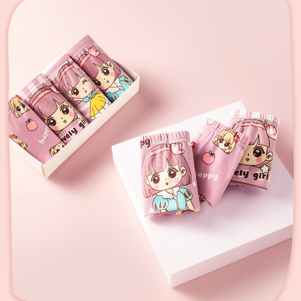 [ Xả Hàng ] Set 4 Quần Lót Trẻ Em Tam Giác Bé Gái - Quần Chip Bé Gái Cotton Thoáng khí ZANABRA L7002