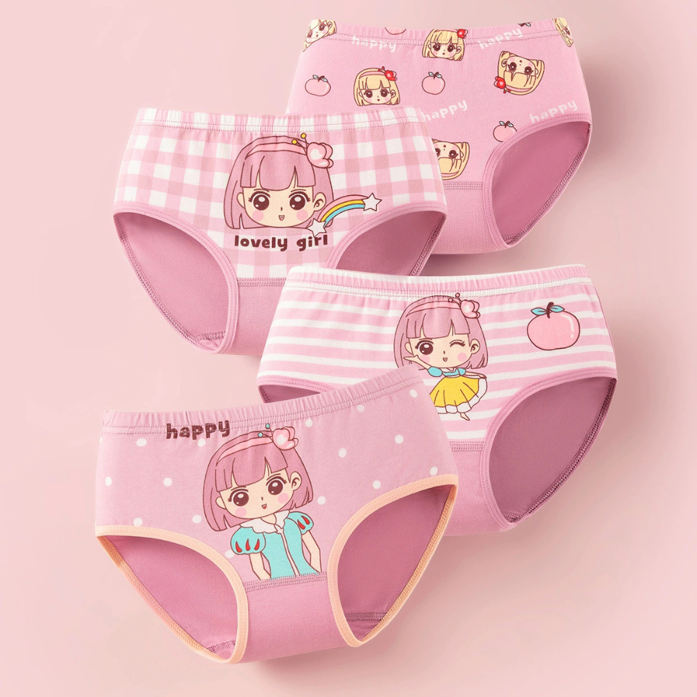 [ Xả Hàng ] Set 4 Quần Lót Trẻ Em Tam Giác Bé Gái - Quần Chip Bé Gái Cotton Thoáng khí ZANABRA L7002