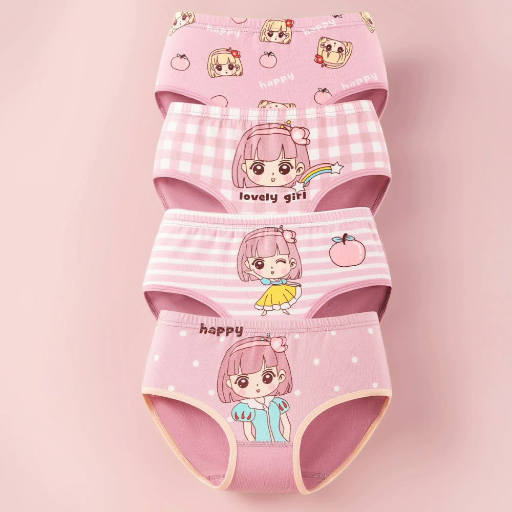 [ Xả Hàng ] Set 4 Quần Lót Trẻ Em Tam Giác Bé Gái - Quần Chip Bé Gái Cotton Thoáng khí ZANABRA L7002