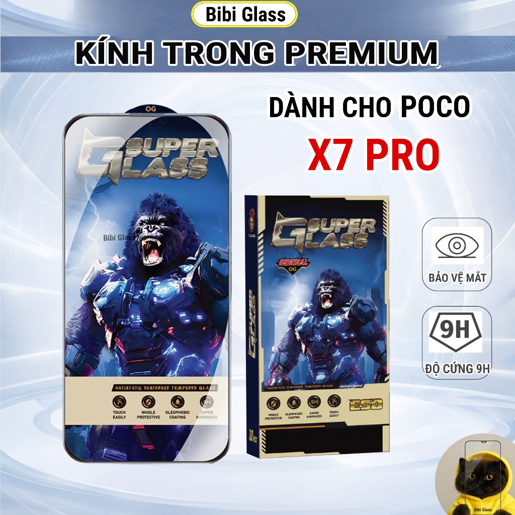 Cường lực Poco X7 Pro 5G premium trong suốt full màn sharkcase Miếng kính dán bảo vệ màn hình đt