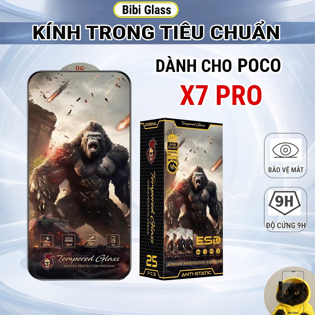 Kính cường lực Poco X7 Pro 5G chiến binh trong suốt full màn miếng dán bảo vệ màn hình điện thoại xm