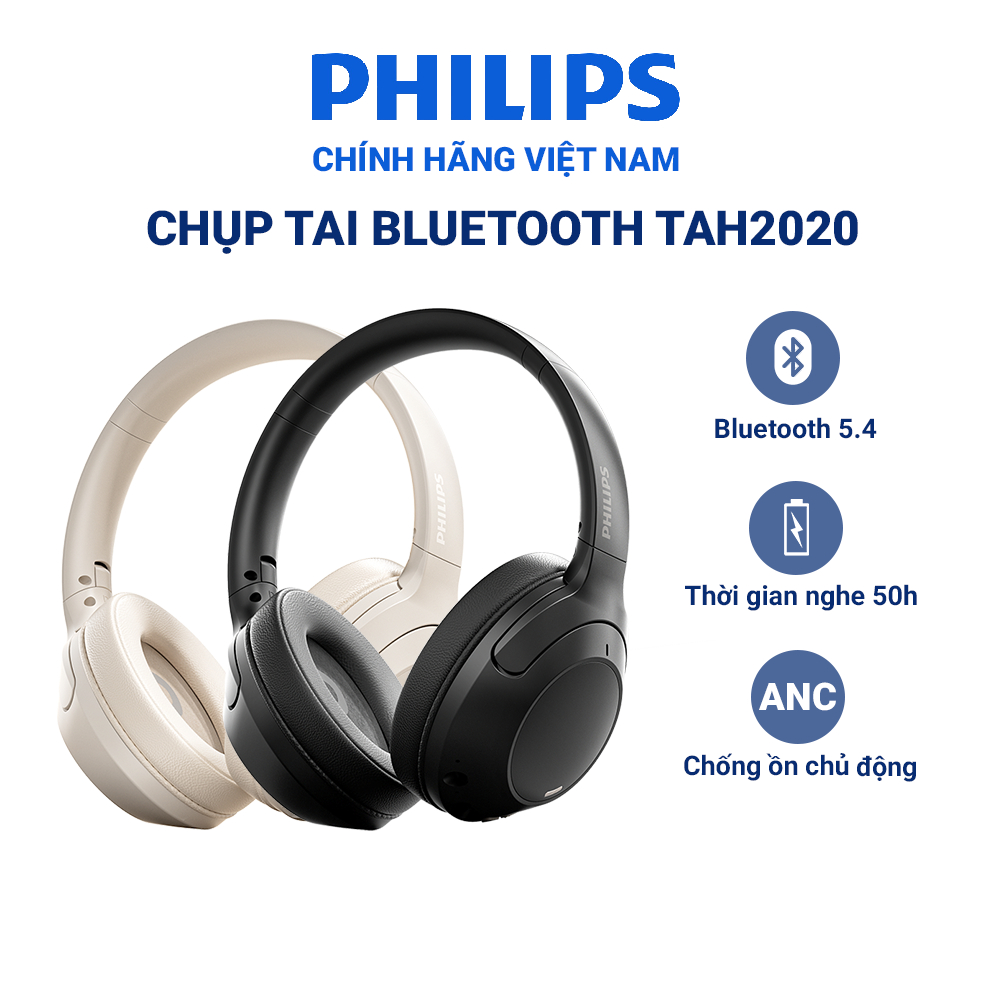 Tai nghe chụp tai Philips TAH2020 Bluetooth 5.4, độ trễ thấp 80ms, hiệu ứng âm thanh nổi 3D | BigBuy360 - bigbuy360.vn