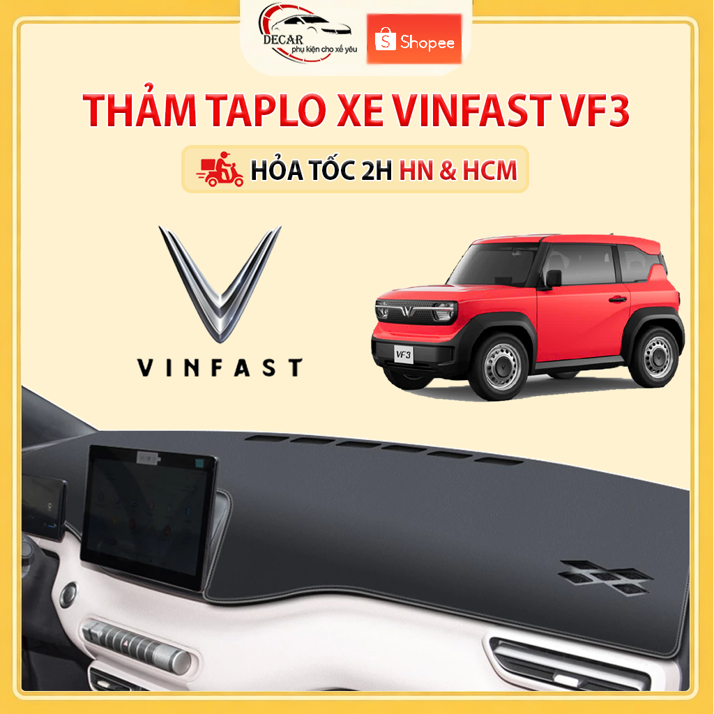 Thảm Taplo Ô Tô Da Cacbon, Nhung Lông Cừu Cao Cấp Xe Vinfast VF3 Chống Nắng, Chống Trượt, Giảm Nhiệt Bảo Vệ Taplo